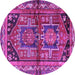 Round Machine Washable Persian Purple Traditional Area Rugs, wshtr2795pur