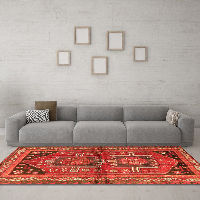 Machine Washable Persian Orange Traditional Area Rugs in a Living Room, wshtr2795org