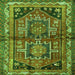 Round Machine Washable Persian Green Traditional Area Rugs, wshtr2795grn