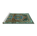 Sideview of Machine Washable Persian Turquoise Traditional Area Rugs, wshtr2795turq