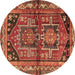 Round Persian Brown Traditional Rug, tr2795brn