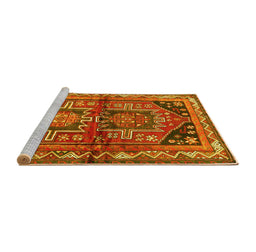 Sideview of Machine Washable Persian Yellow Traditional Rug, wshtr2795yw