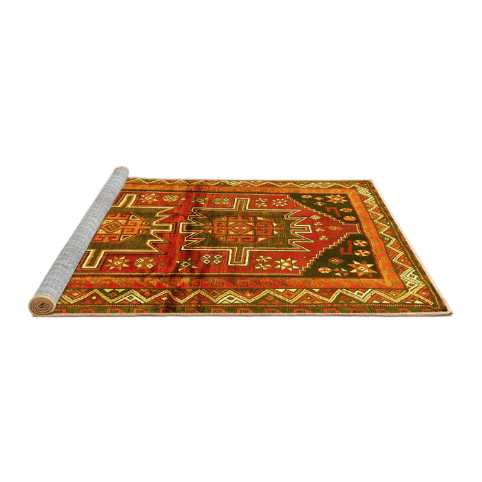 Sideview of Machine Washable Persian Yellow Traditional Rug, wshtr2795yw