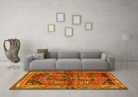 Machine Washable Persian Yellow Traditional Rug, wshtr2795yw