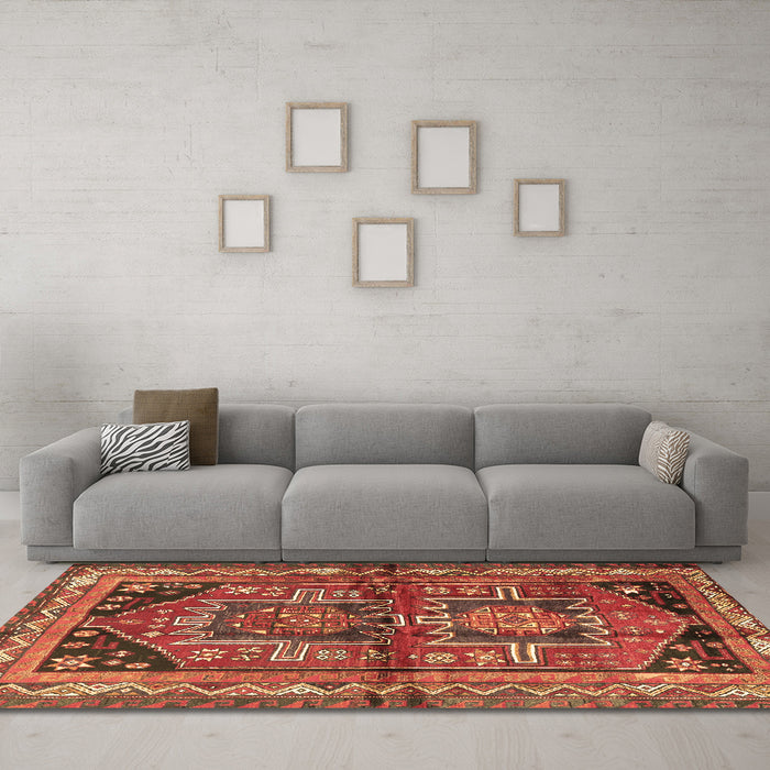 Machine Washable Persian Brown Traditional Rug in a Living Room,, wshtr2795brn