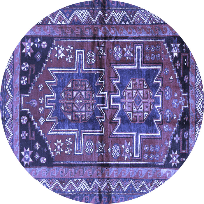 Round Persian Blue Traditional Rug, tr2795blu