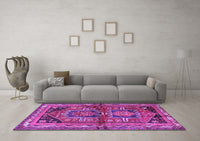 Machine Washable Persian Purple Traditional Rug, wshtr2795pur