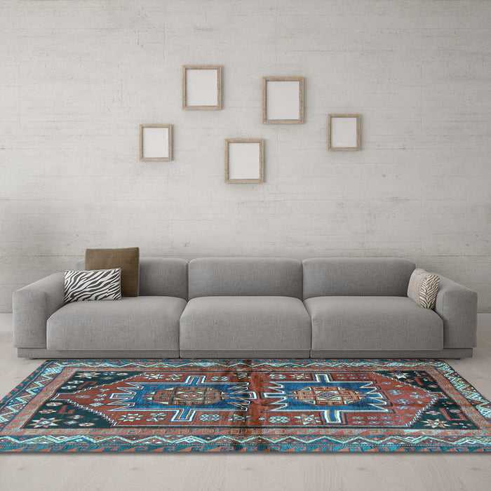 Machine Washable Persian Light Blue Traditional Rug in a Living Room, wshtr2795lblu
