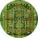 Square Persian Green Traditional Rug, tr2795grn