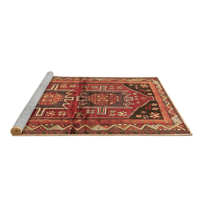 Sideview of Machine Washable Persian Brown Traditional Rug, wshtr2795brn