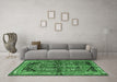 Machine Washable Persian Emerald Green Traditional Area Rugs in a Living Room,, wshtr2795emgrn