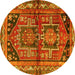 Round Persian Yellow Traditional Rug, tr2795yw