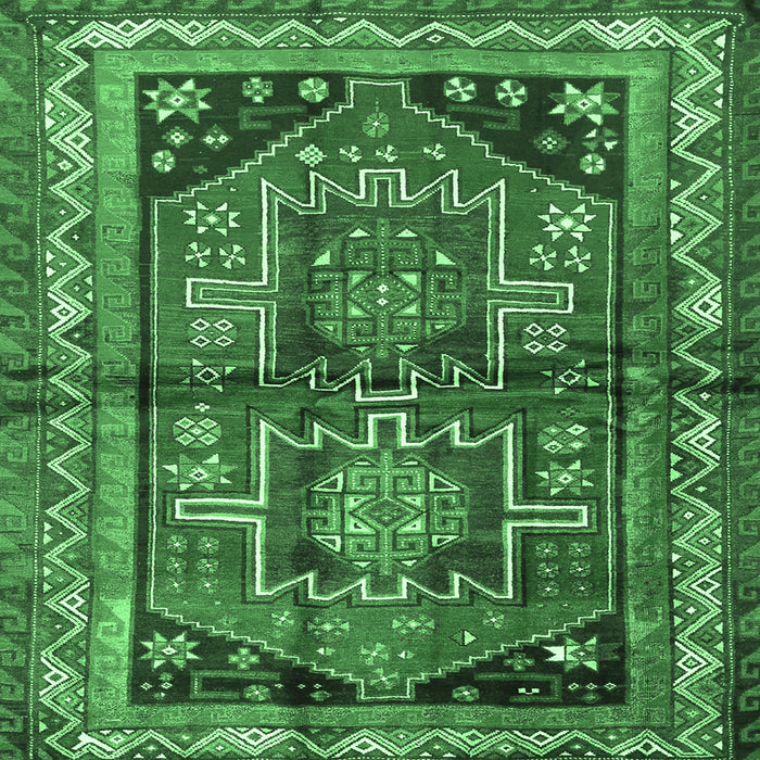 Square Machine Washable Persian Emerald Green Traditional Area Rugs, wshtr2795emgrn