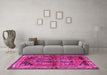 Machine Washable Persian Pink Traditional Rug in a Living Room, wshtr2795pnk