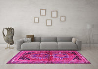 Machine Washable Persian Pink Traditional Rug, wshtr2795pnk