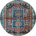 Round Machine Washable Persian Light Blue Traditional Rug, wshtr2795lblu