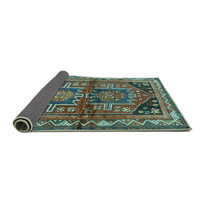 Sideview of Persian Turquoise Traditional Rug, tr2795turq