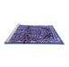 Sideview of Machine Washable Persian Blue Traditional Rug, wshtr2795blu