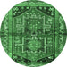 Round Persian Emerald Green Traditional Rug, tr2795emgrn
