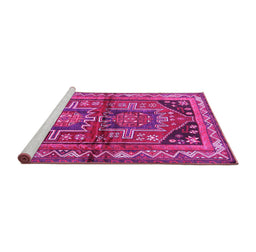Sideview of Machine Washable Persian Pink Traditional Rug, wshtr2795pnk