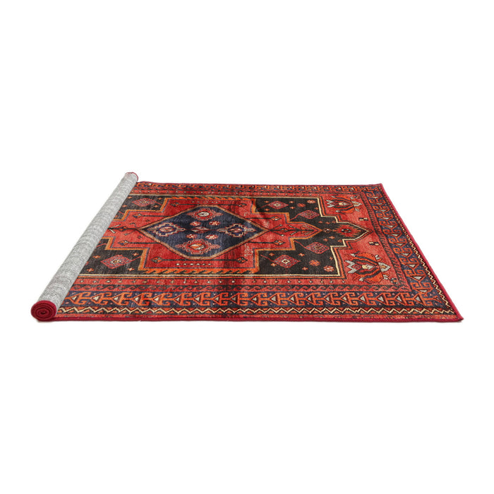 Sideview of Machine Washable Traditional Rust Pink Rug, wshtr2796