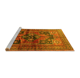 Sideview of Machine Washable Persian Yellow Traditional Rug, wshtr2796yw