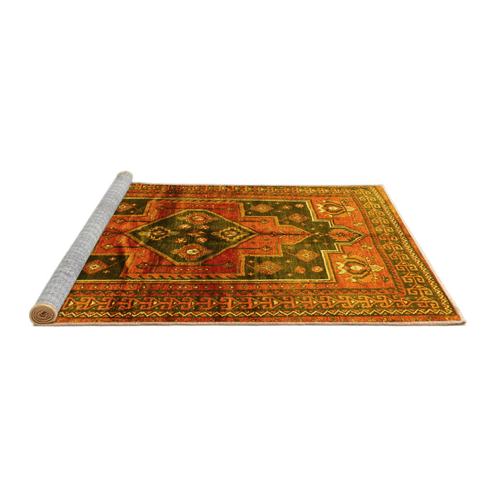 Sideview of Machine Washable Persian Yellow Traditional Rug, wshtr2796yw