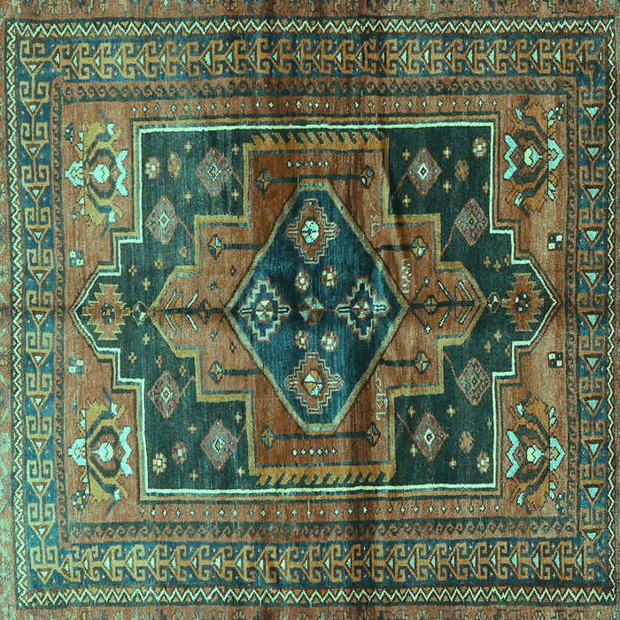 Square Machine Washable Persian Turquoise Traditional Area Rugs, wshtr2796turq