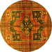 Round Machine Washable Persian Yellow Traditional Rug, wshtr2796yw