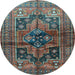 Round Persian Light Blue Traditional Rug, tr2796lblu