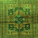 Round Machine Washable Persian Green Traditional Area Rugs, wshtr2796grn