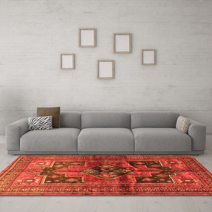 Machine Washable Persian Orange Traditional Area Rugs in a Living Room, wshtr2796org