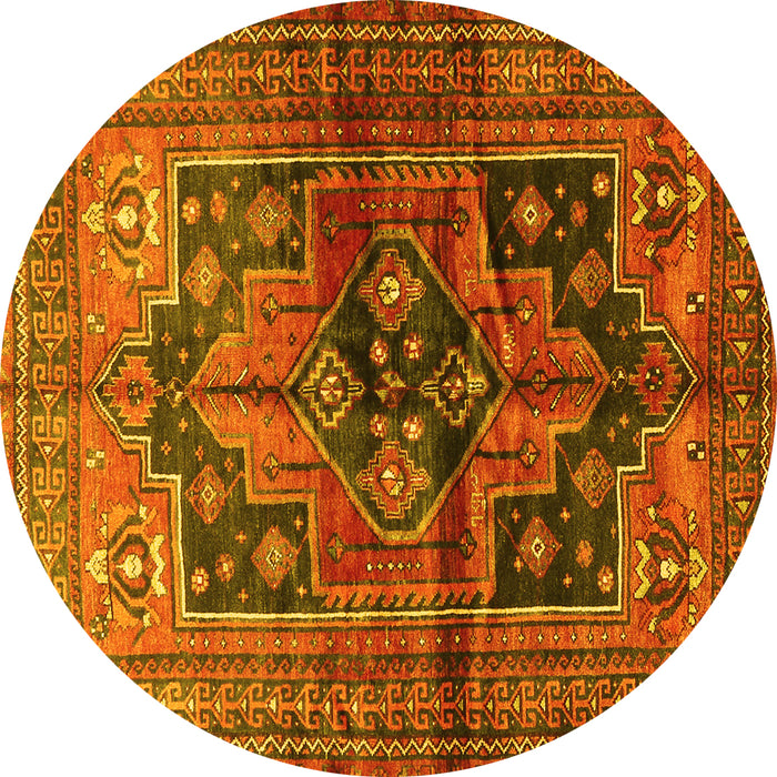 Round Persian Yellow Traditional Rug, tr2796yw