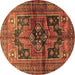 Round Machine Washable Persian Brown Traditional Rug, wshtr2796brn