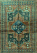 Machine Washable Persian Turquoise Traditional Area Rugs, wshtr2796turq