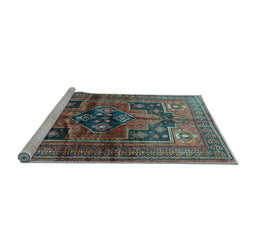 Sideview of Machine Washable Persian Light Blue Traditional Rug, wshtr2796lblu