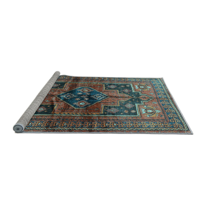Sideview of Machine Washable Persian Light Blue Traditional Rug, wshtr2796lblu