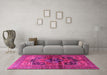 Machine Washable Persian Pink Traditional Rug in a Living Room, wshtr2796pnk