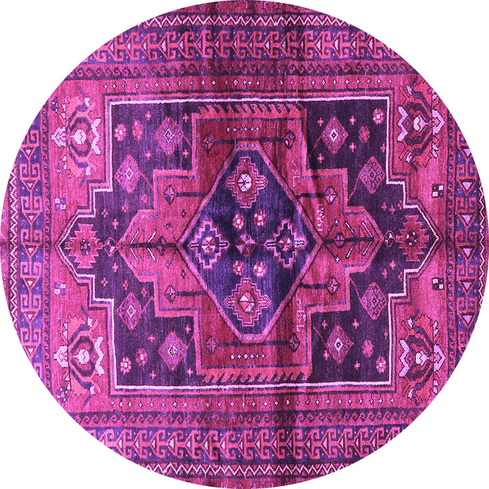 Round Machine Washable Persian Purple Traditional Area Rugs, wshtr2796pur