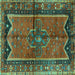 Square Machine Washable Persian Turquoise Traditional Area Rugs, wshtr2797turq