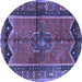 Round Persian Blue Traditional Rug, tr2797blu