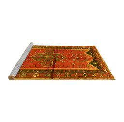 Sideview of Machine Washable Persian Yellow Traditional Rug, wshtr2797yw