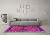 Machine Washable Persian Purple Traditional Rug, wshtr2797pur