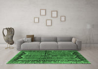 Machine Washable Persian Emerald Green Traditional Rug, wshtr2797emgrn