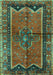 Machine Washable Persian Turquoise Traditional Area Rugs, wshtr2797turq