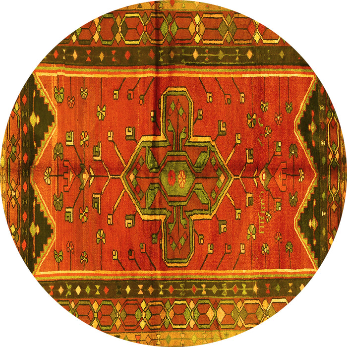 Round Persian Yellow Traditional Rug, tr2797yw