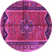 Round Machine Washable Persian Purple Traditional Area Rugs, wshtr2797pur