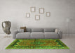 Machine Washable Persian Green Traditional Area Rugs in a Living Room,, wshtr2797grn