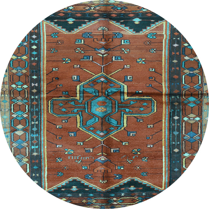 Round Machine Washable Persian Light Blue Traditional Rug, wshtr2797lblu