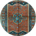 Round Machine Washable Persian Light Blue Traditional Rug, wshtr2797lblu